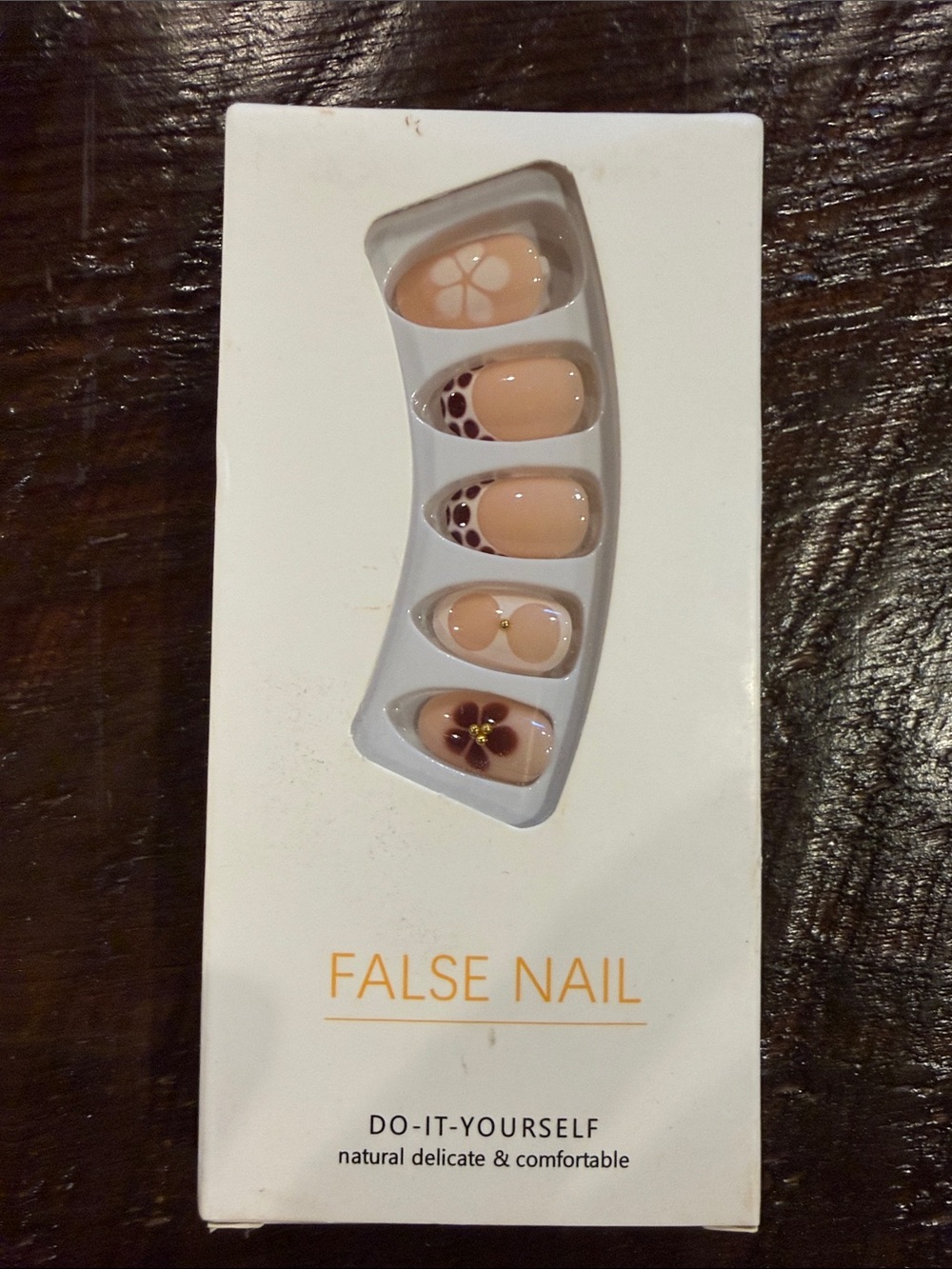 Peach Floral Press-On False Nails - Do-It-Yourself Set